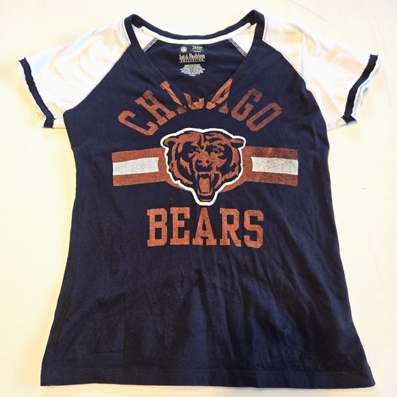 NFL Team Apparel Tops - Chicago Bears Logo V-Neck Womens Tee NFL Team Apparel Size Med